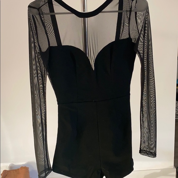 Romper with sheer top and open back - Picture 1 of 4